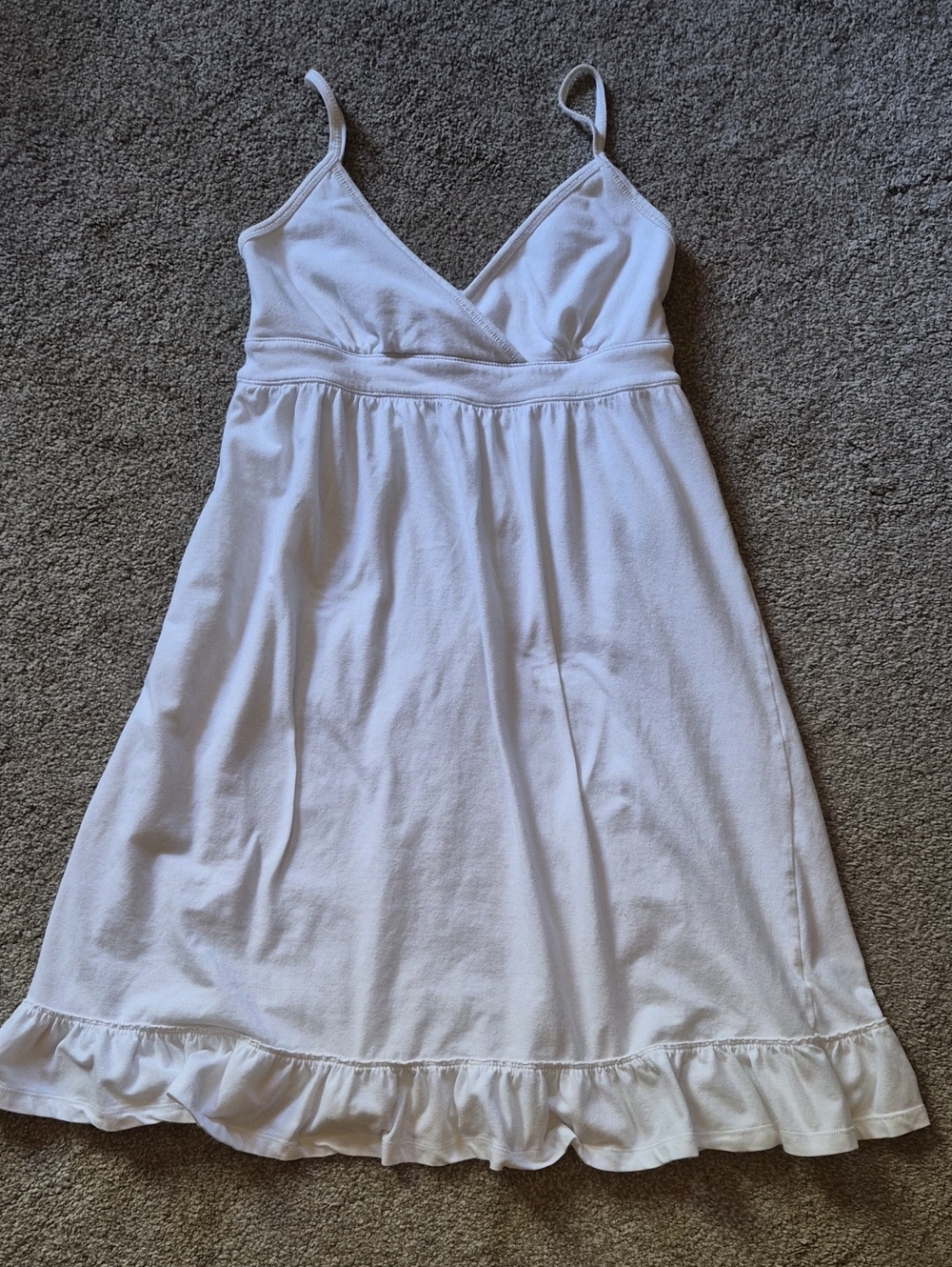 Aeropostale White Cotton Spaghetti-Strap Sleep Chemise with Ruffle Hem